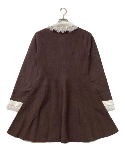 Rirandture（リランドチュール）Rirandture (リランドチュール) レースカラーミニニットワンピース ホワイト×ブラウン サイズ:2の古着・服飾アイテム