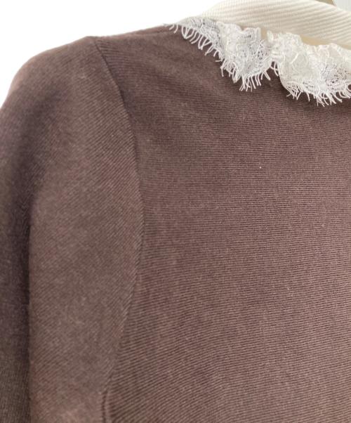 Rirandture（リランドチュール）Rirandture (リランドチュール) レースカラーミニニットワンピース ホワイト×ブラウン サイズ:2の古着・服飾アイテム