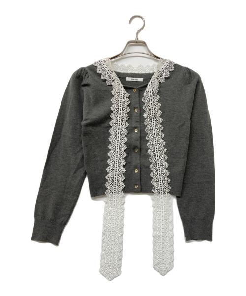 Snidel（スナイデル）Snidel (スナイデル) レースボウタイカーディガン グレー サイズ:１の古着・服飾アイテム
