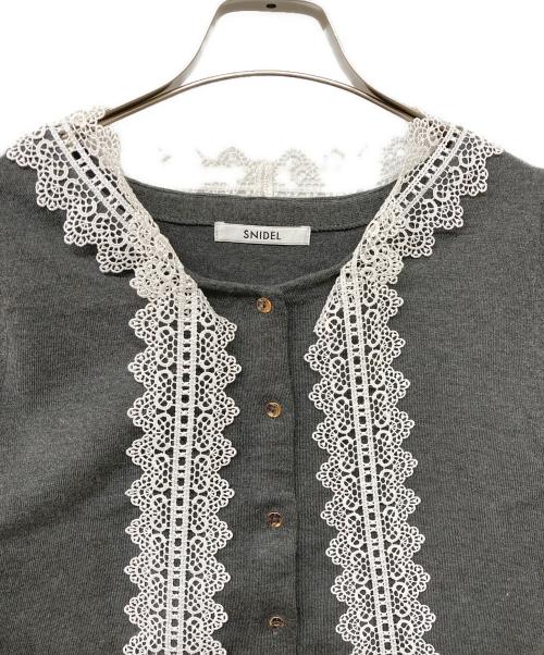 Snidel（スナイデル）Snidel (スナイデル) レースボウタイカーディガン グレー サイズ:１の古着・服飾アイテム