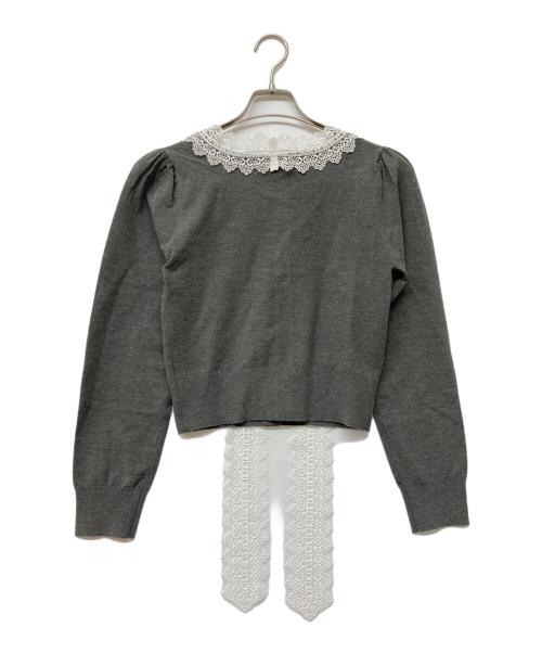 Snidel（スナイデル）Snidel (スナイデル) レースボウタイカーディガン グレー サイズ:１の古着・服飾アイテム