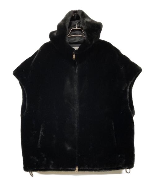 LIGNAGGIO（リナージオ）LIGNAGGIO (リナージオ) ミンク風フェイクフレンチスリーブジレ ブラック サイズ:SIZEMの古着・服飾アイテム