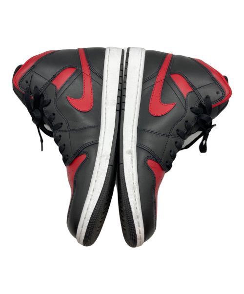 NIKE（ナイキ）NIKE (ナイキ) AIR JORDAN 1 MID BLACK/VARSITY RED-SUMMIT WHITE(エア ジョーダン ワン ミッド ブラック/バーシティ レッド-サミット ホワイト) ブラック×レッド サイズ:30の古着・服飾アイテム