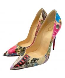 Christian Louboutin（クリスチャン・ルブタン）の古着「SO KATE 120 PATENT TRASH ポインテッドトゥレッドソールパテントハイヒールパンプス」｜マルチカラー