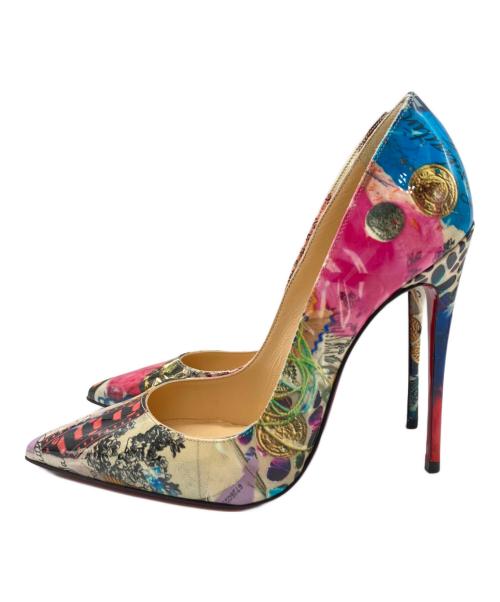 Christian Louboutin（クリスチャン・ルブタン）Christian Louboutin (クリスチャン・ルブタン) SO KATE 120 PATENT TRASH ポインテッドトゥレッドソールパテントハイヒールパンプス マルチカラー サイズ:361/2の古着・服飾アイテム