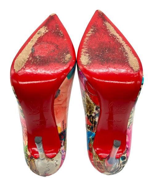 Christian Louboutin（クリスチャン・ルブタン）Christian Louboutin (クリスチャン・ルブタン) SO KATE 120 PATENT TRASH ポインテッドトゥレッドソールパテントハイヒールパンプス マルチカラー サイズ:361/2の古着・服飾アイテム