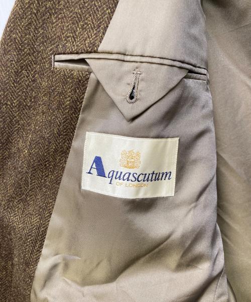 Aquascutum（アクアスキュータム）Aquascutum (アクアスキュータム) ツイードジャケット ブラウン サイズ:102BB6の古着・服飾アイテム