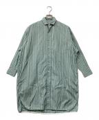 ticcaティッカ）の古着「Stripe Shirt Dress(ストライプ シャツ ドレス)」｜ホワイト×グリーン