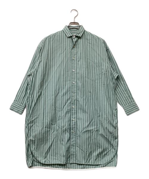 ticca（ティッカ）ticca (ティッカ) Stripe Shirt Dress(ストライプ シャツ ドレス) ホワイト×グリーン サイズ:Fの古着・服飾アイテム