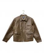 POLO SPORTポロスポーツ）の古着「シングルレザーライダースジャケット」｜ブラウン
