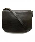 SLOWスロウ）の古着「フラップレザーショルダーバッグ」｜ブラック