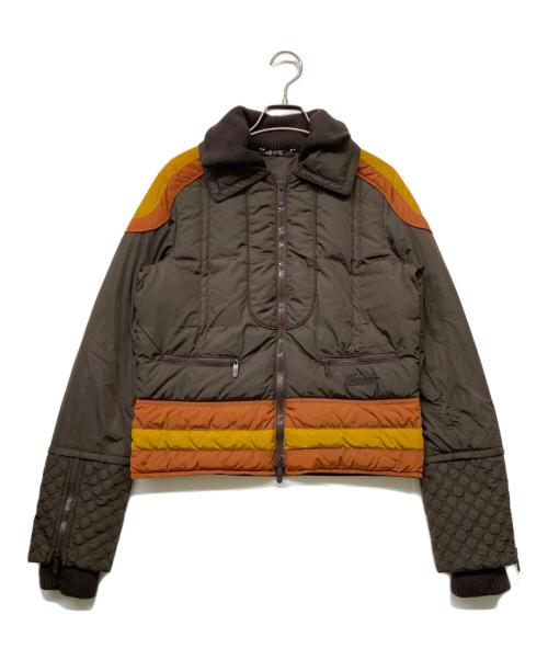 GUCCI（グッチ）GUCCI (グッチ) GGエンボスアーム カラーブロック中綿ジャケット ブラウン×オレンジ サイズ:size42の古着・服飾アイテム