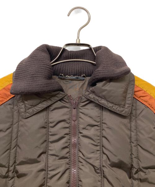 GUCCI（グッチ）GUCCI (グッチ) GGエンボスアーム カラーブロック中綿ジャケット ブラウン×オレンジ サイズ:size42の古着・服飾アイテム
