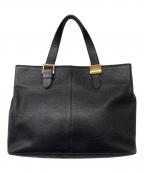 BURBERRYバーバリー）の古着「裏ノバチェックシボ革レザーハンドバッグ」｜ブラック