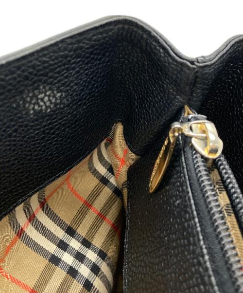BURBERRY（バーバリー）BURBERRY (バーバリー) 裏ノバチェックシボ革レザーハンドバッグ ブラックの古着・服飾アイテム