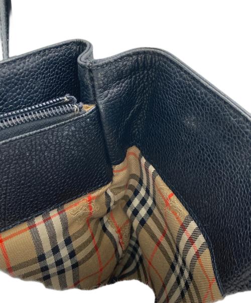 BURBERRY（バーバリー）BURBERRY (バーバリー) 裏ノバチェックシボ革レザーハンドバッグ ブラックの古着・服飾アイテム