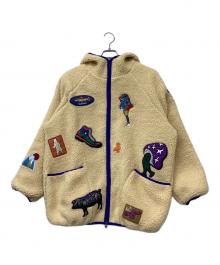 go slow caravan（ゴースローキャラバン）の古着「ボア刺繍ジャケット」｜ブルー×ベージュ