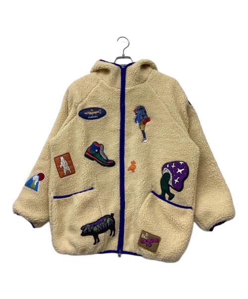 go slow caravan（ゴースローキャラバン）go slow caravan (ゴースローキャラバン) ボア刺繍ジャケット ブルー×ベージュ サイズ:3の古着・服飾アイテム