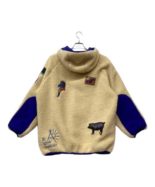 go slow caravan（ゴースローキャラバン）go slow caravan (ゴースローキャラバン) ボア刺繍ジャケット ブルー×ベージュ サイズ:3の古着・服飾アイテム