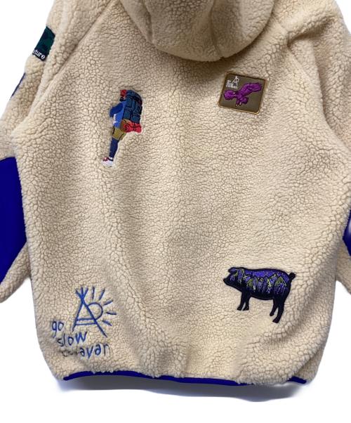 go slow caravan（ゴースローキャラバン）go slow caravan (ゴースローキャラバン) ボア刺繍ジャケット ブルー×ベージュ サイズ:3の古着・服飾アイテム