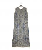 Ameriアメリ）の古着「25SS ASMEE 2WAY I LINE KNIT DRESS(ニーゴーエスエス アスミー ツーウェイ アイライン ニット ドレス)」｜ベージュ×ブルー