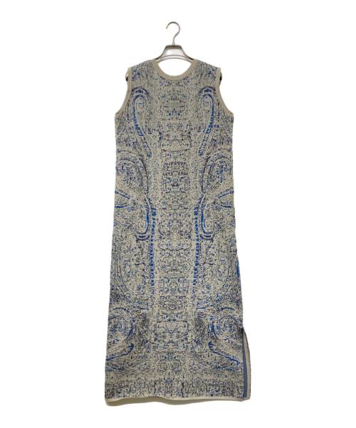 Ameri（アメリ）Ameri (アメリ) 25SS ASMEE 2WAY I LINE KNIT DRESS(ニーゴーエスエス アスミー ツーウェイ アイライン ニット ドレス) ベージュ×ブルー サイズ:FREEの古着・服飾アイテム