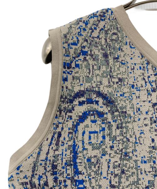 Ameri（アメリ）Ameri (アメリ) 25SS ASMEE 2WAY I LINE KNIT DRESS(ニーゴーエスエス アスミー ツーウェイ アイライン ニット ドレス) ベージュ×ブルー サイズ:FREEの古着・服飾アイテム
