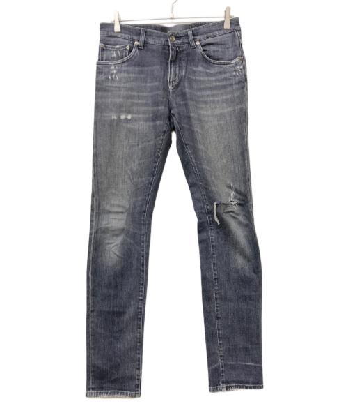 DOLCE & GABBANA（ドルチェ＆ガッバーナ）DOLCE & GABBANA (ドルチェ＆ガッバーナ) ダメージ加工デニムパンツ ブラック サイズ:46の古着・服飾アイテム