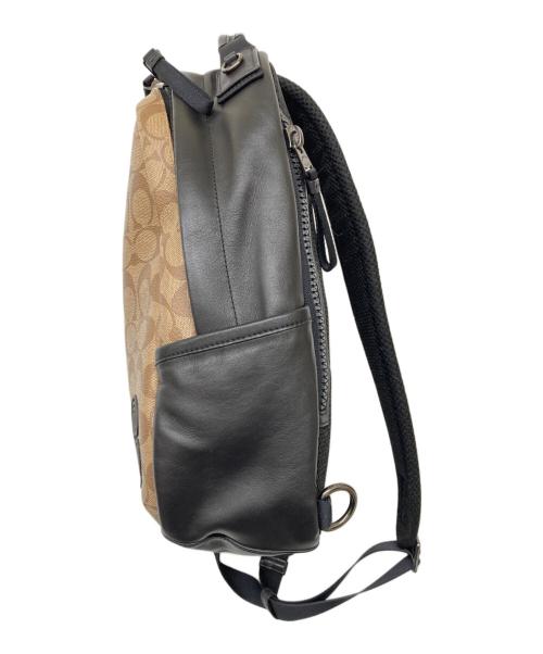COACH（コーチ）COACH (コーチ) シグネチャーコーティングキャンバスボディバッグ ベージュ×ブラックの古着・服飾アイテム