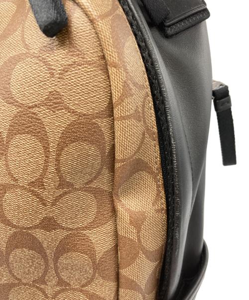 COACH（コーチ）COACH (コーチ) シグネチャーコーティングキャンバスボディバッグ ベージュ×ブラックの古着・服飾アイテム