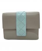 BOTTEGA VENETAボッテガベネタ）の古着「イントレチャート3つ折り財布」｜グレー×スカイブルー