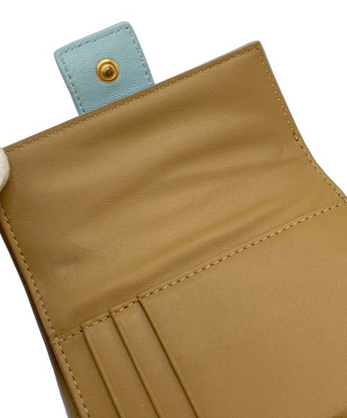 BOTTEGA VENETA（ボッテガベネタ）BOTTEGA VENETA (ボッテガベネタ) イントレチャート3つ折り財布 グレー×スカイブルーの古着・服飾アイテム