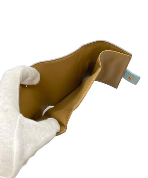 BOTTEGA VENETA（ボッテガベネタ）BOTTEGA VENETA (ボッテガベネタ) イントレチャート3つ折り財布 グレー×スカイブルーの古着・服飾アイテム