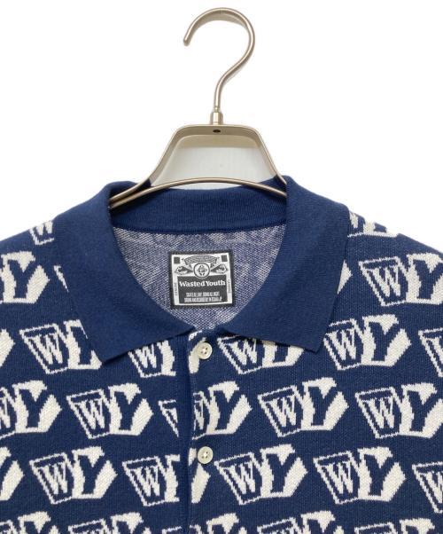 WASTED YOUTH（ウェイステッドユース）WASTED YOUTH (ウェイステッドユース) ニットポロシャツ ネイビー サイズ:Mの古着・服飾アイテム