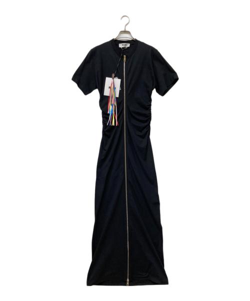 MSGM（エムエスジーエム）MSGM (エムエスジーエム) Gathered-side zip-up dress(ギャザード サイド ジップアップ ドレス) ブラック サイズ:sizeSの古着・服飾アイテム