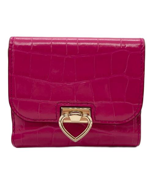 Kate Spade（ケイトスペード）Kate Spade (ケイトスペード) ラヴィットクロコエンボスパイフォールドフラップウォレット ピンクの古着・服飾アイテム