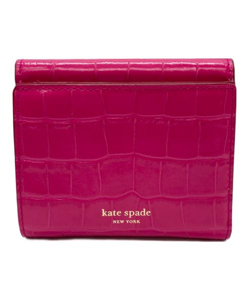 Kate Spade（ケイトスペード）Kate Spade (ケイトスペード) ラヴィットクロコエンボスパイフォールドフラップウォレット ピンクの古着・服飾アイテム