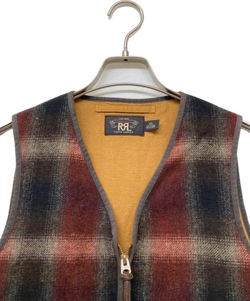 RRL（ダブルアールエル）RRL (ダブルアールエル) チェック柄ウールベスト レッド サイズ:XSの古着・服飾アイテム