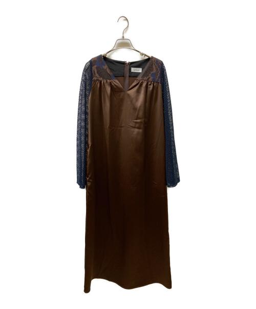 sahara（サハラ）sahara (サハラ) Mesh Sleeve Dress ブラウン サイズ:Freeの古着・服飾アイテム