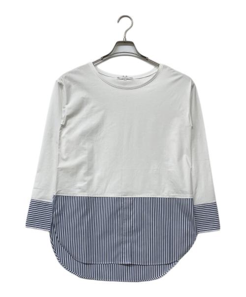 23区（ニジュウサンク）23区 (ニジュウサンク) 23AW ナチュラルコットンベアコンビ カットソー ホワイト×ブルー サイズ:38 未使用品の古着・服飾アイテム