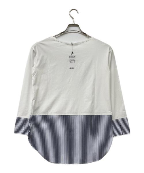 23区（ニジュウサンク）23区 (ニジュウサンク) 23AW ナチュラルコットンベアコンビ カットソー ホワイト×ブルー サイズ:38 未使用品の古着・服飾アイテム
