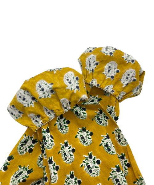 SZ Blockprints（エスゼットブロックプリント）SZ Blockprints (エスゼットブロックプリント) フラワープリントコットンインディアンワンピース イエロー サイズ:Mの古着・服飾アイテム