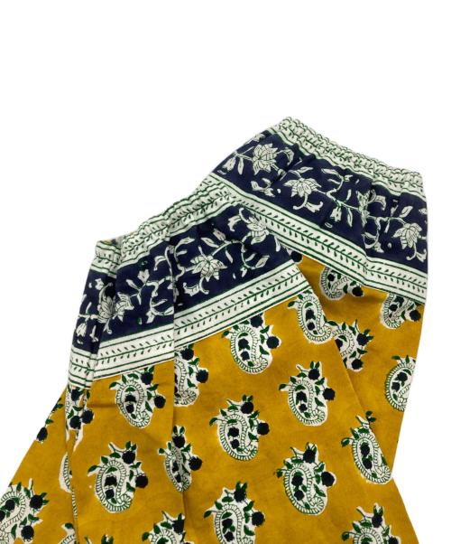 SZ Blockprints（エスゼットブロックプリント）SZ Blockprints (エスゼットブロックプリント) フラワープリントコットンインディアンワンピース イエロー サイズ:Mの古着・服飾アイテム