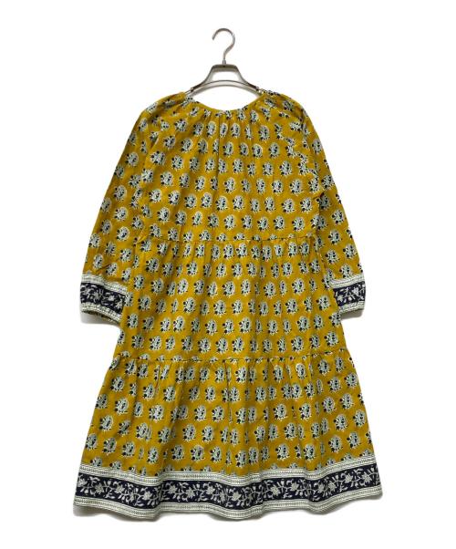 SZ Blockprints（エスゼットブロックプリント）SZ Blockprints (エスゼットブロックプリント) フラワープリントコットンインディアンワンピース イエロー サイズ:Mの古着・服飾アイテム