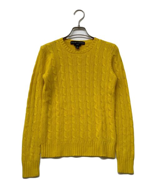 RALPH LAUREN（ラルフローレン）RALPH LAUREN (ラルフローレン) SLIM FIT カシミヤケーブルニット イエロー サイズ:Sの古着・服飾アイテム
