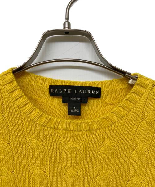 RALPH LAUREN（ラルフローレン）RALPH LAUREN (ラルフローレン) SLIM FIT カシミヤケーブルニット イエロー サイズ:Sの古着・服飾アイテム