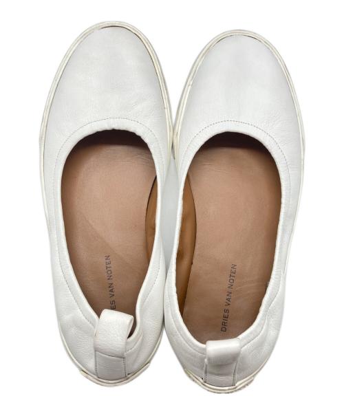DRIES VAN NOTEN（ドリスヴァンノッテン）DRIES VAN NOTEN (ドリスヴァンノッテン) 20SS レザーバレエシューズ ホワイト サイズ:SIZE 37の古着・服飾アイテム