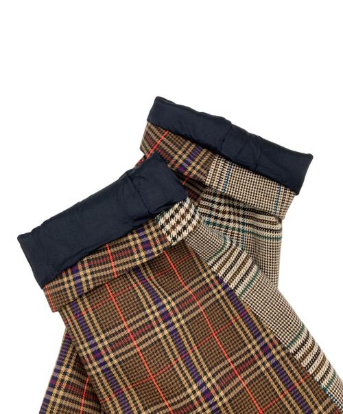 MM6 Maison Margiela（エムエムシックスメゾンマルジェラ）MM6 Maison Margiela 19AW MM6 docking Check wrap coat(ナイン・エーダブリュー・エムエムシックス・ドッキング・チェック・ラップ・コート) ブラウン サイズ:SIZE 38の古着・服飾アイテム
