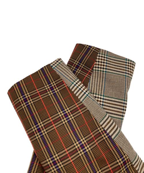 MM6 Maison Margiela（エムエムシックスメゾンマルジェラ）MM6 Maison Margiela 19AW MM6 docking Check wrap coat(ナイン・エーダブリュー・エムエムシックス・ドッキング・チェック・ラップ・コート) ブラウン サイズ:SIZE 38の古着・服飾アイテム
