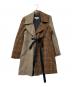 MM6 Maison Margiela（エムエムシックスメゾンマルジェラ）の古着「19AW MM6 docking Check wrap coat(ナイン・エーダブリュー・エムエムシックス・ドッキング・チェック・ラップ・コート)」｜ブラウン